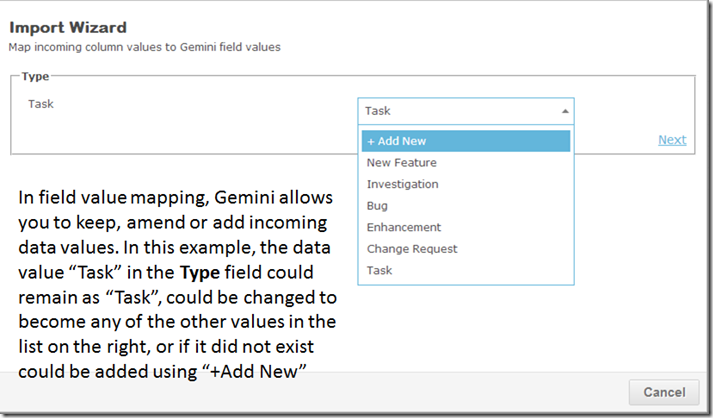 import wizard anotated mapping